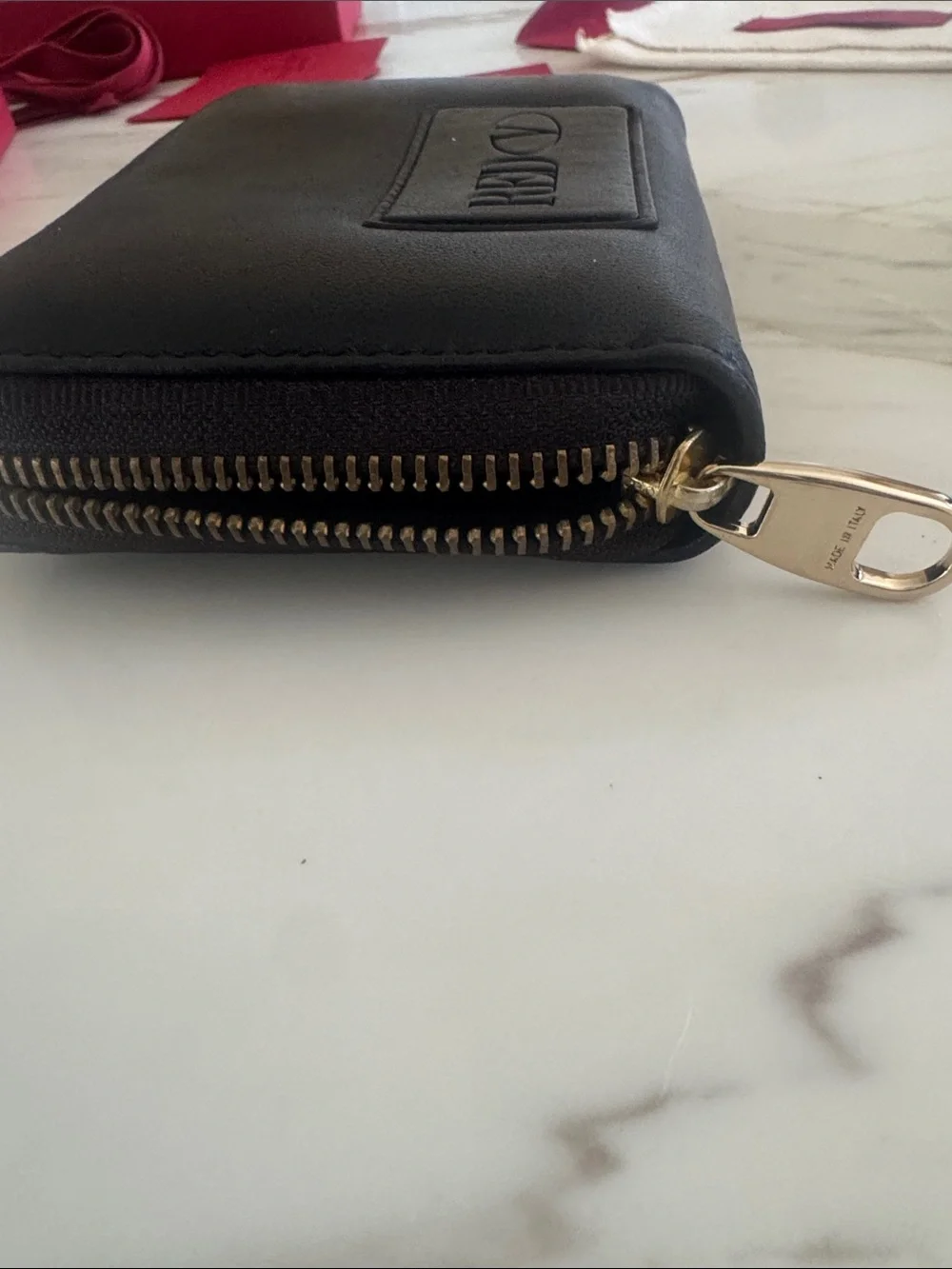 Valentino Black Leather Bow Zip wallet new